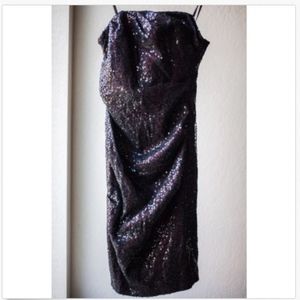 David Meister two tone sexy black sequin dress